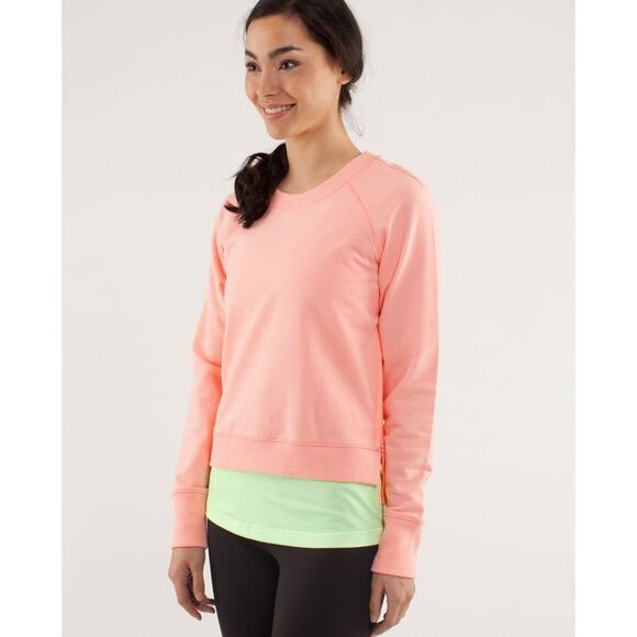 Lululemon Rejuvenate Pullover Bleached Coral Side Zipper Thumbholes Size 6 - Picture 1 of 8